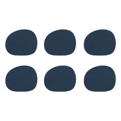 Raw glasonderzetters leer 6-pack, Donkerblauw