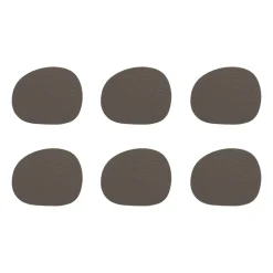 Raw glasonderzetters leer 6-pack, Clay (bruin)