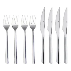 Raw grillbestek 8-delig, Gepolijst roestvrij staal