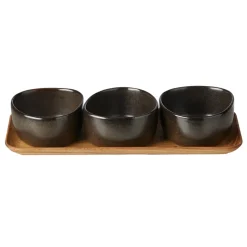 Raw Organic kommenset met houten plateau, Metallic Brown