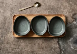 Raw Organic kommenset met houten plateau, Northern Green