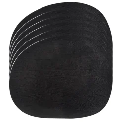 Raw placemat leer 6-pack, Zwart