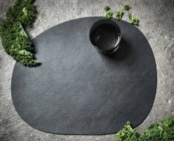 Raw placemat leer 6-pack, Zwart