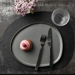 Raw placemat leer 6-pack, Zwart