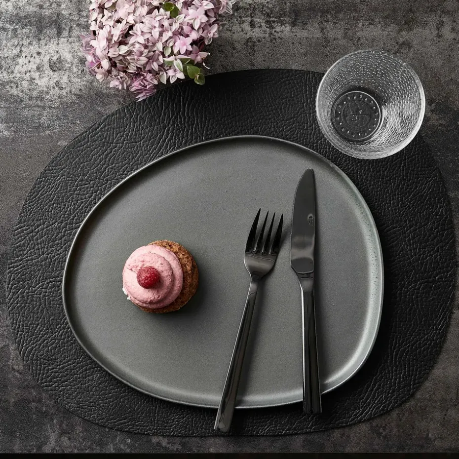 Raw placemat leer 6-pack, Zwart