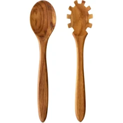 Raw saladebestek 2-delig teakhout, Bruin