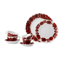 Röd Aster theeset, theekop + schotel
