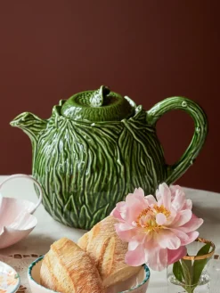 Rice keramische theepot 1,6 L, Embossed kale design