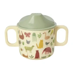 Rice kinderbeker met twee handvatten 20 cl, Sweet Jungle Print-Cream