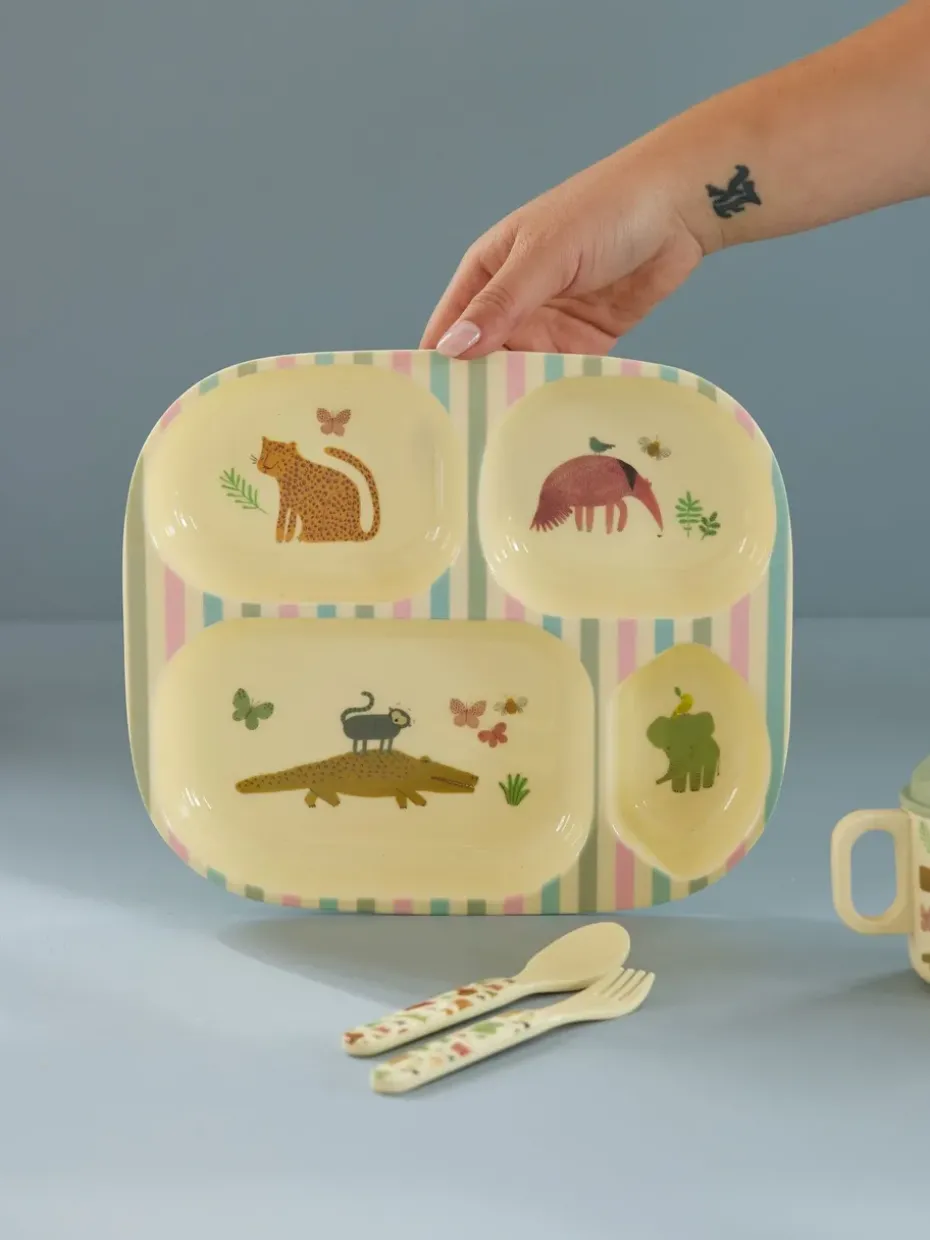 Rice kinderbord melamine 4 vakken, Sweet Jungle Print