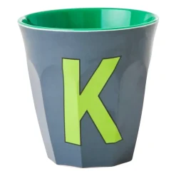 Rice melaminebeker medium letter K 30 cl, Dark grey