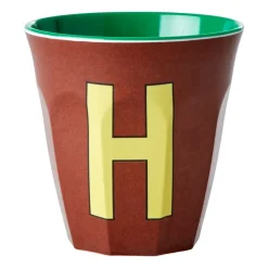 Rice melaminebeker medium letter H 30 c, Brown