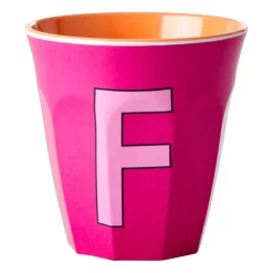 Rice melaminebeker medium letter F 30 cl, Fuchsia