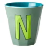 Rice melaminebeker medium letter N 30 cl, Khaki