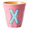 Rice melaminebeker medium letter X 30 cl, Dark powder