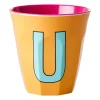 Rice melaminebeker medium letter U 30 cl, Apricot
