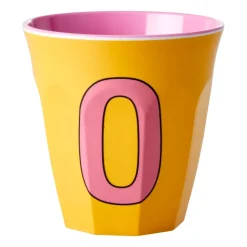 Rice melaminebeker medium letter O 30 cl, Yellow
