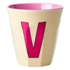 Rice melaminebeker medium letter V 30 cl, Soft yellow