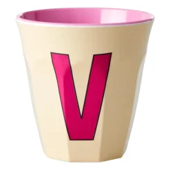 Rice melaminebeker medium letter V 30 cl, Soft yellow
