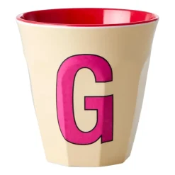 Rice melaminebeker medium letter G 30 cl, Pastel yellow