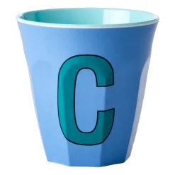 Rice melaminebeker medium letter C 30 cl, New dusty blue