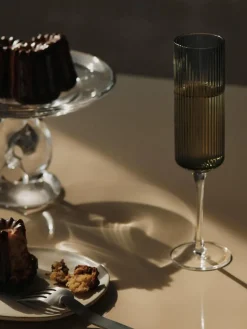 Ripple Champagne flutes champagneglazen 15 cl 2-pack, Smoked Grey