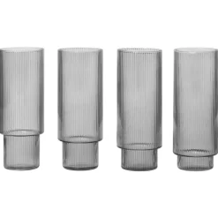 Ripple long drink glas 4-pack, smoked grey