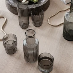 Ripple long drink glas 4-pack, smoked grey