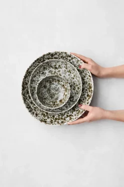 Rivoli serveerschaal Ø22,5 cm, Green splatter