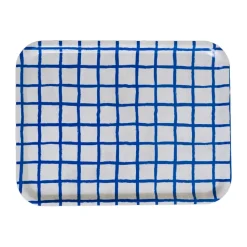 Rutig dienblad 33x43 cm, Blue