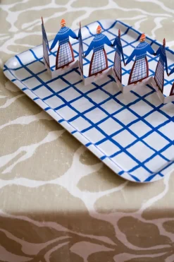 Rutig dienblad 33x43 cm, Blue