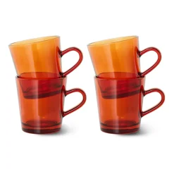 70's glassware koffiekop 20 cl 4-pack, Amber brown