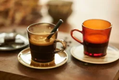 70's glassware koffiekop 20 cl 4-pack, Mud brown