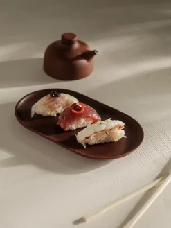 Sand bord ovaal 12,5x20 cm, Red clay