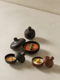 Sand kom met deksel S Ø8,2 cm, Black clay