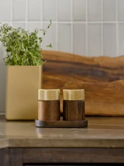 Sina zout- en pepermolen 6 cm, Donkere as-messing