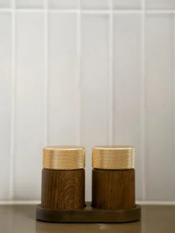 Sina zout- en pepermolen 6 cm, Donkere as-messing