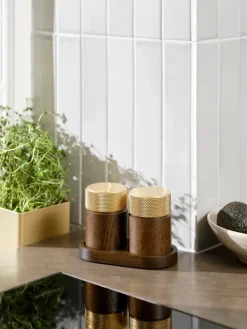 Sina zout- en pepermolen 6 cm, Donkere as-messing