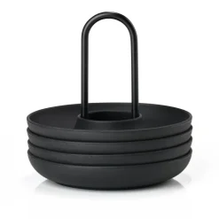 Singles eierdoppen 4-pack met houder, Black