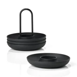 Singles eierdoppen 4-pack met houder, Black