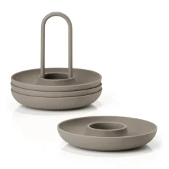 Singles eierdoppen 4-pack met houder, Taupe