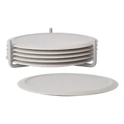 Singles glasonderzetter 6-pack met houder, Warm grey