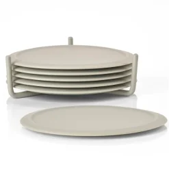 Singles glasonderzetter 6-pack met houder, Mud