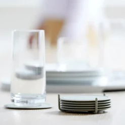 Singles glasonderzetter 6-pack met houder, Mud