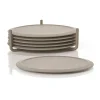 Singles glasonderzetter 6-pack met houder, Taupe