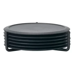 Singles glasonderzetter 6-pack met houder, Black