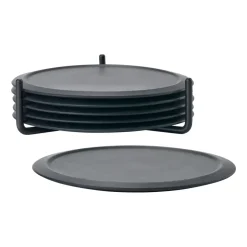 Singles glasonderzetter 6-pack met houder, Black