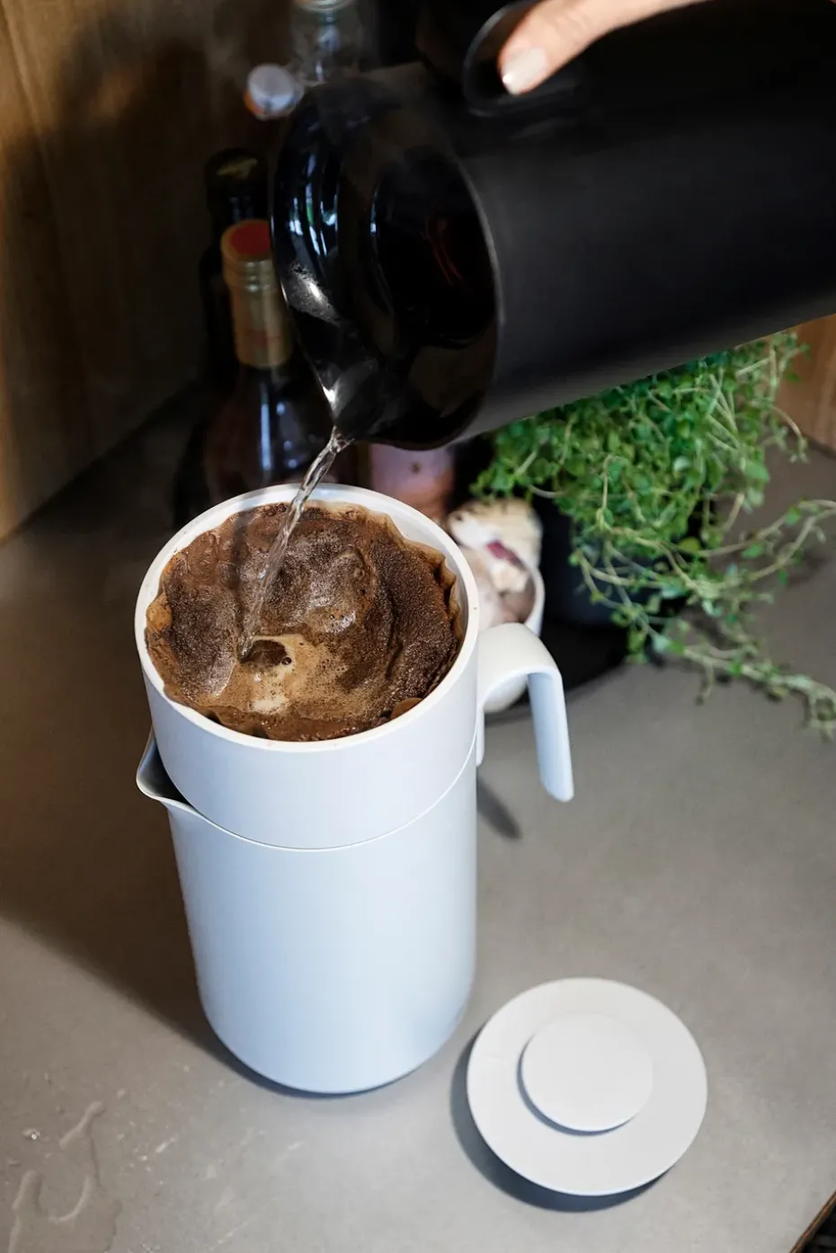 Singles koffiefilter voor thermoskan, Warm grey