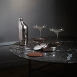 Sky glasonderzetters 4-pack, Bruin leer