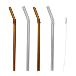 Smile rietjes 4-pack, Transparant-bruin